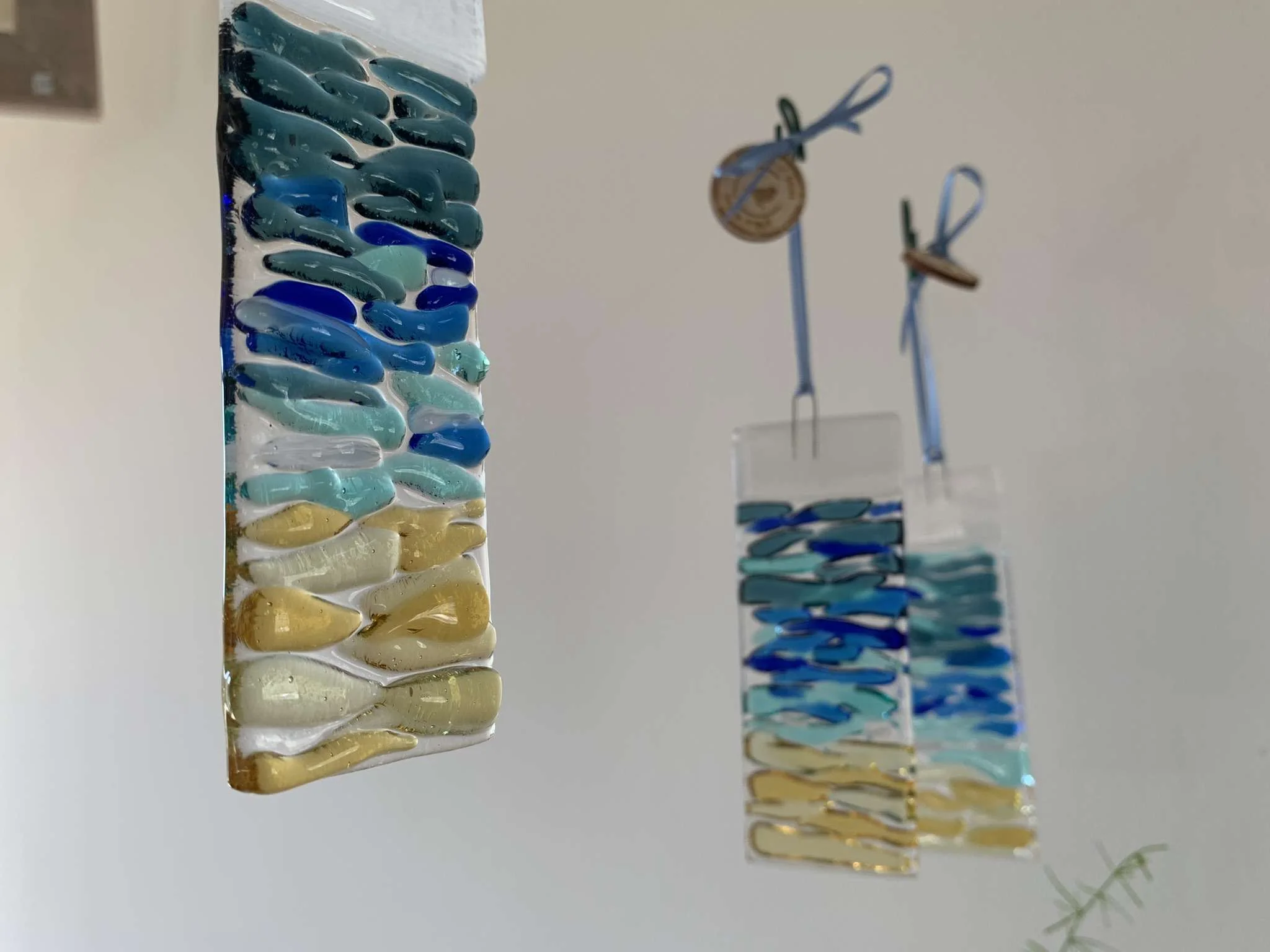 Fused Glass Ocean Wave Suncatcher Decoration - Image 2
