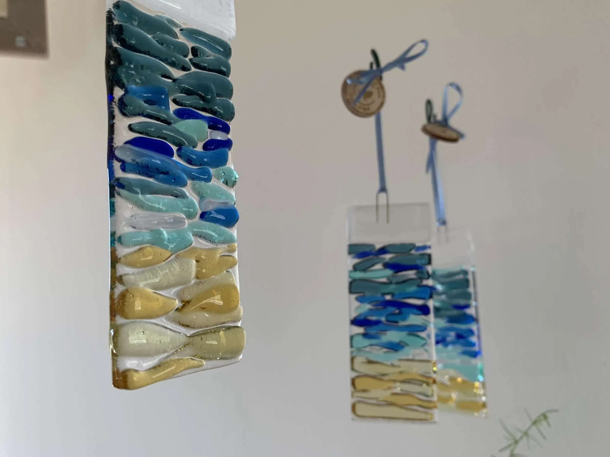 Fused Glass Ocean Wave Suncatcher Decoration - Image 3