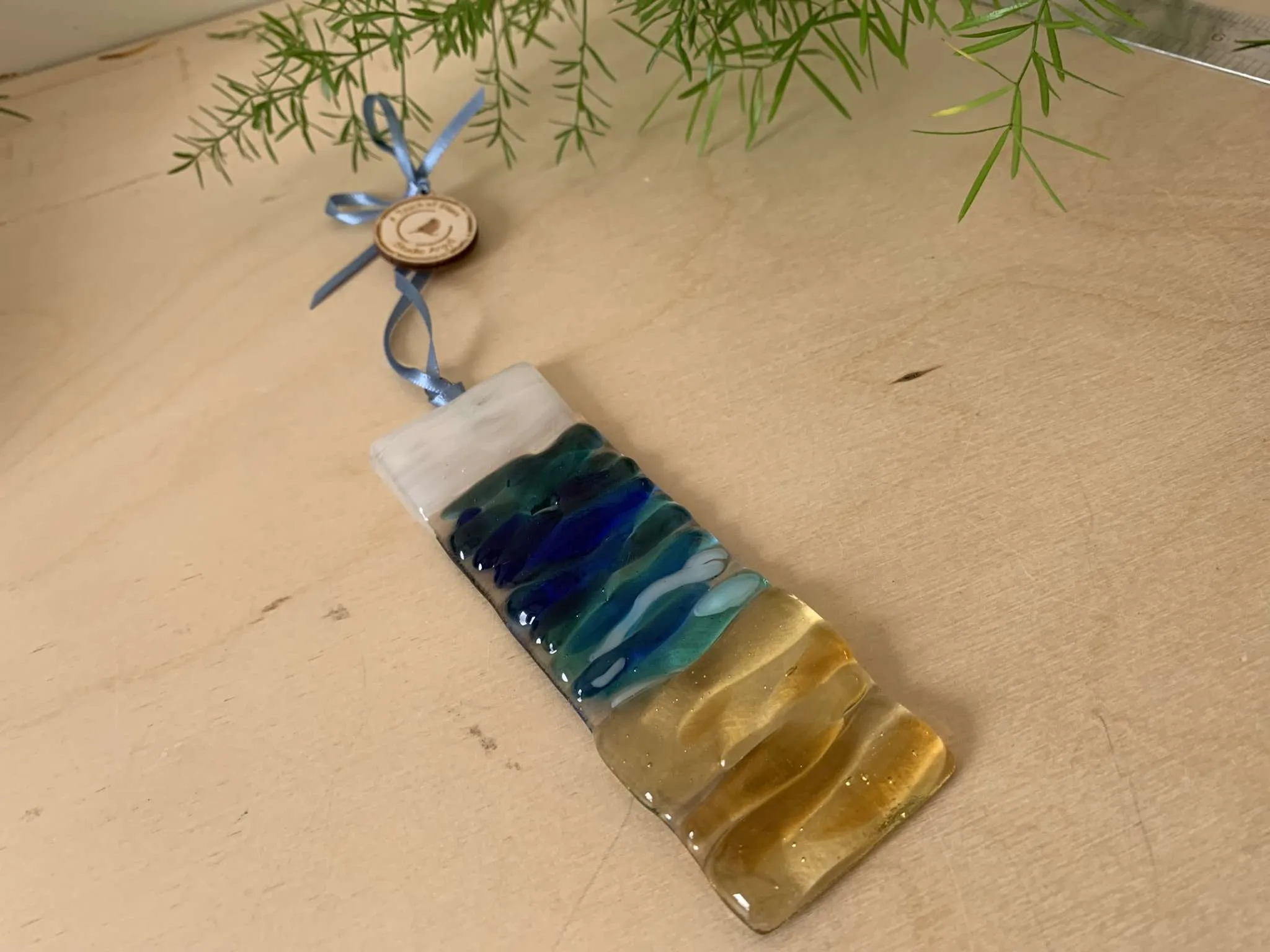 Fused Glass Ocean Wave Suncatcher Decoration