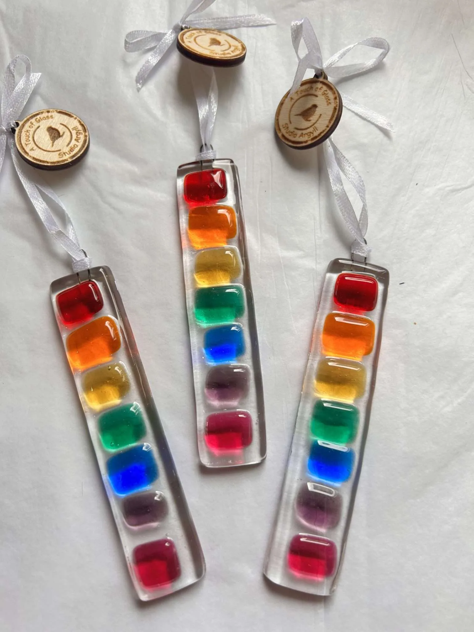 Fused Glass Patchwork Rainbow Stick, hanging decoration, suncatcher - Image 6