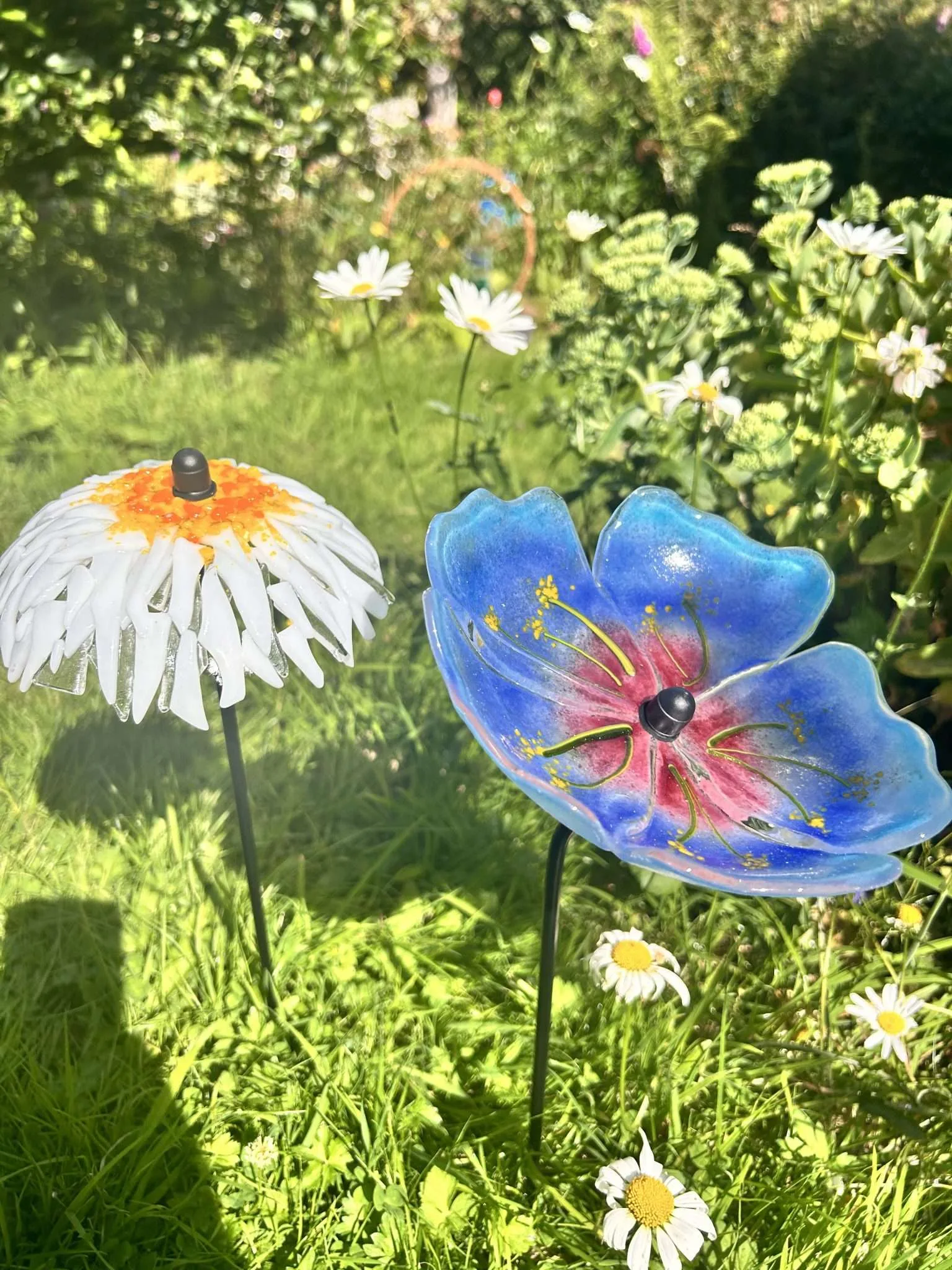 Blue Himalayan  poppy garden stake, sculpture fused glass - Image 9