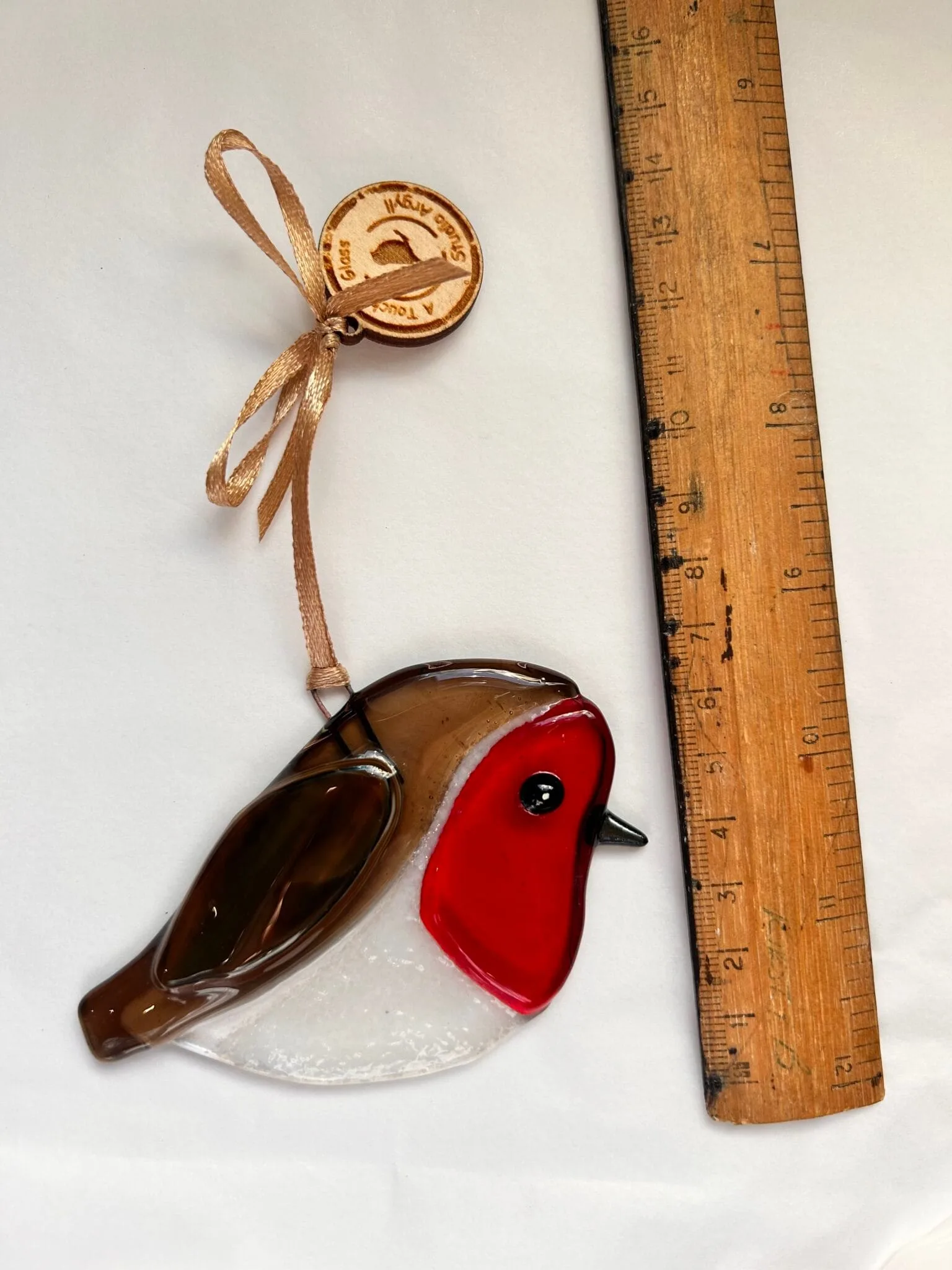 fused glass robin decoration, christmas decoration gift - Image 2