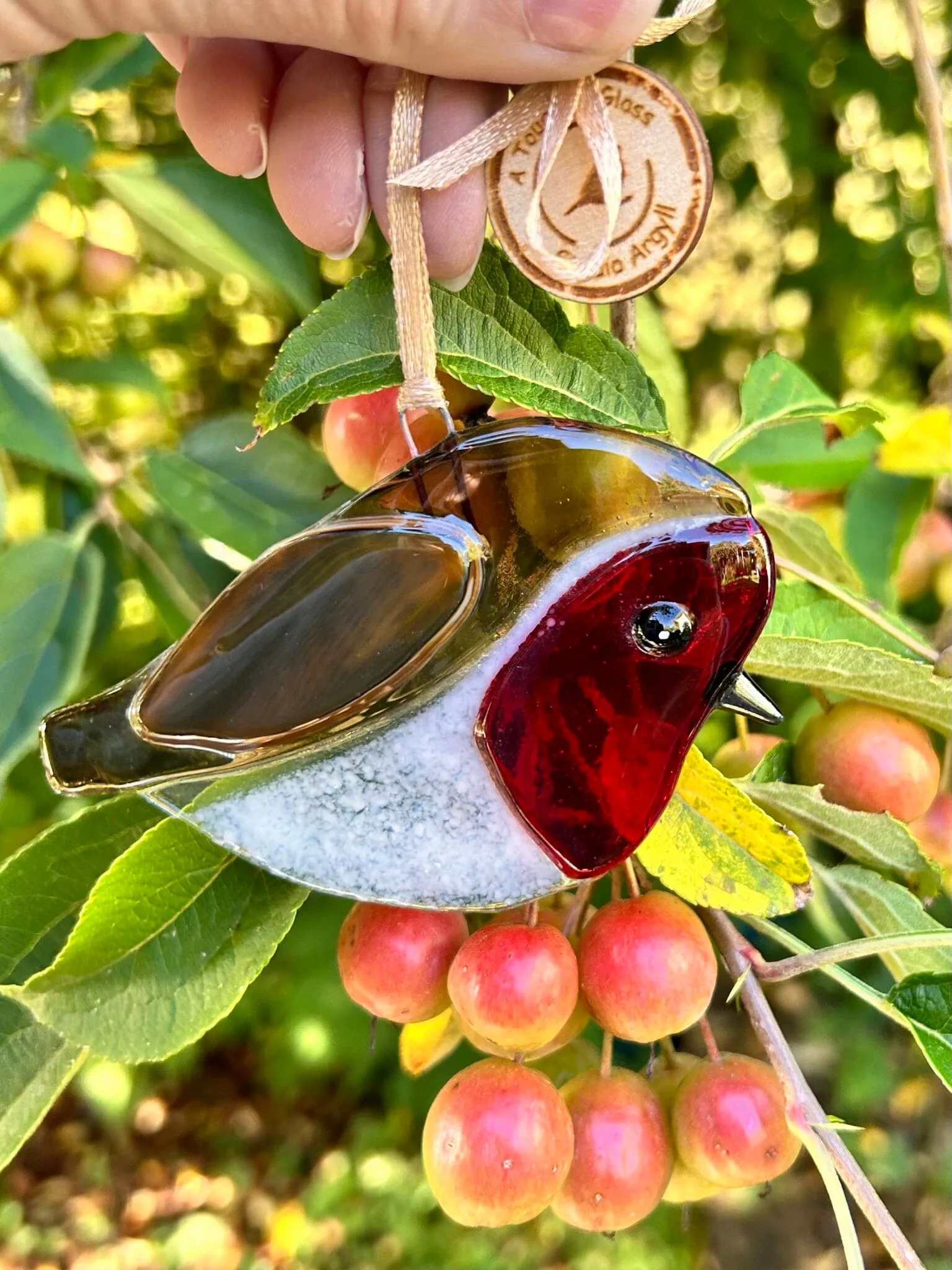 fused glass robin decoration, christmas decoration gift - Image 3