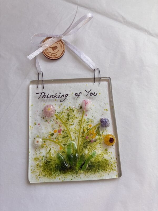 Thinking Of You flowers fused glass decoration, hanger, sun catcher - Image 7