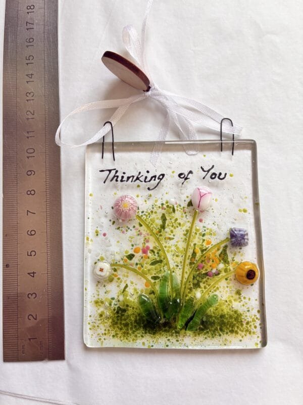 Thinking Of You flowers fused glass decoration, hanger, sun catcher - Image 8