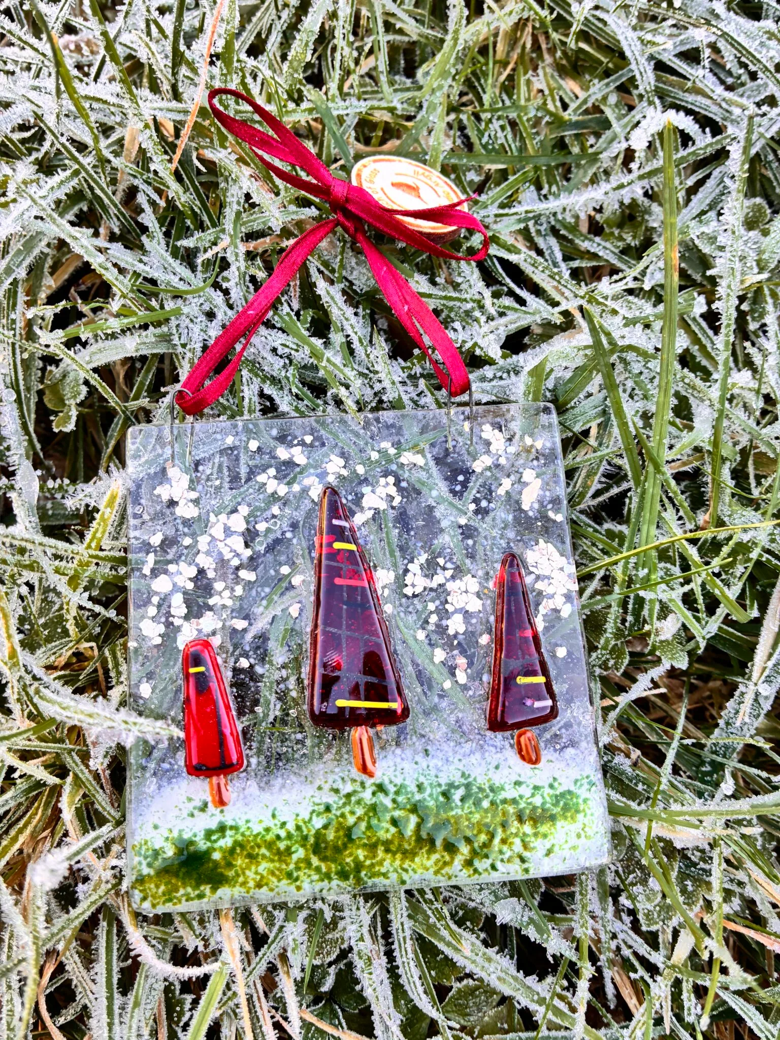 Fused Glass Tartan trees Hanger - Image 4