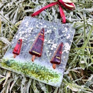 Fused Glass Tartan trees Hanger