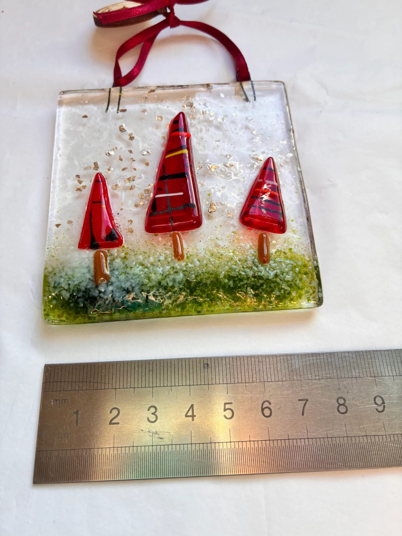 Fused Glass Tartan trees Hanger - Image 2