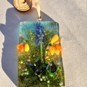 Spring Flowers Fused Glass Hanger Small