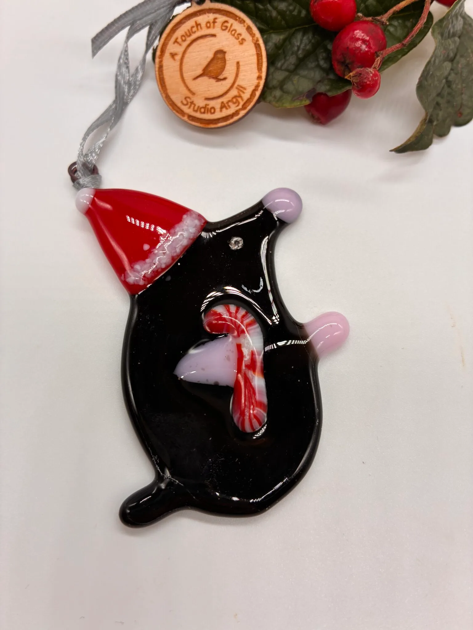 Fused GlassSantas helper , wee mole Decoration, glass ornament, handmade, argyll glass , mole