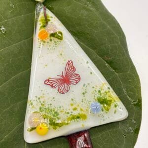 Little Butterfly tree decoration, fused glass , copper butterfly , Christmas decoration