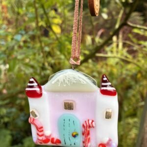 Fused glass Sugar Plum Fairy Castle, tree decoration, nutcracker